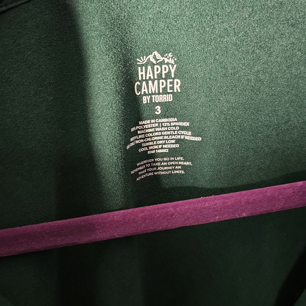 TORRID SIZE 3 Happy Camper Women's Quarter-Zip Pullover Sweater Dark Green - Picture 4 of 8